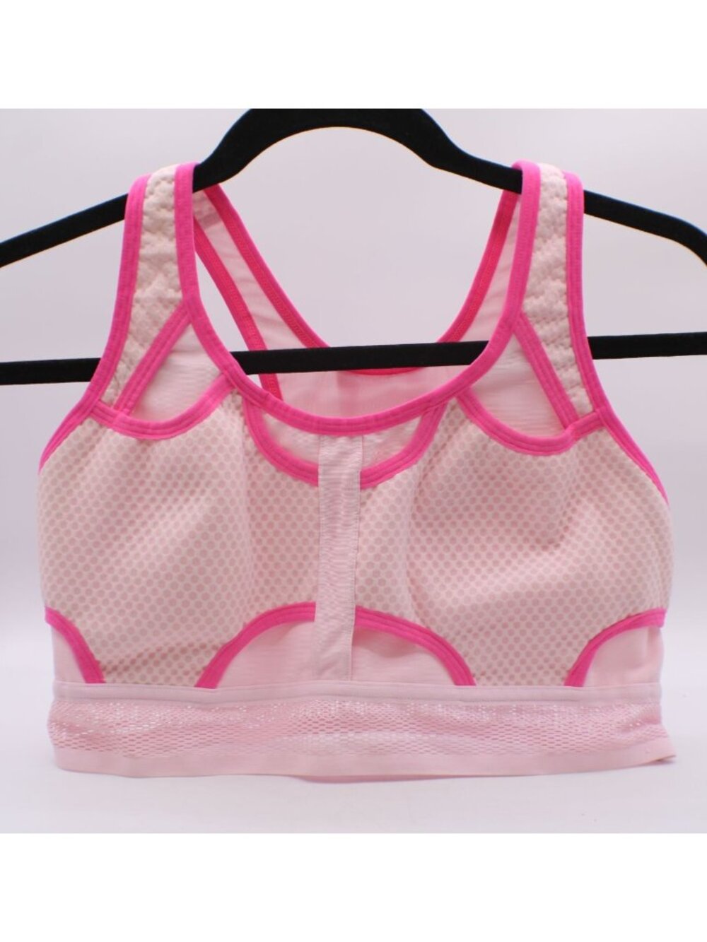 Nike Size L Pink Swoosh UltraBreathe Med Support Sports Bra Mesh Panels Athletic